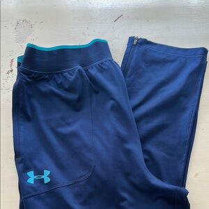 Under Armour men’s logo sweatpants, tapered leg, zip ankle, royal blue, Large